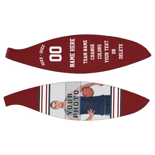 Burgundy en White Persoonlijke foto Basketball Basketbal (Panelen)