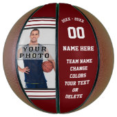 Burgundy en White Persoonlijke foto Basketball Basketbal (Verticaal)