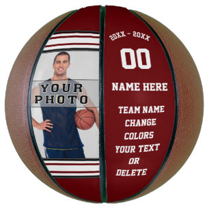 Burgundy en White Persoonlijke foto Basketball Basketbal