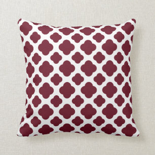 Burgundy en White Quatrefoil Pattern Kussen