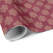 Burgundy en White Snowflake Kerstmis Cadeaupapier (Rol Hoek)