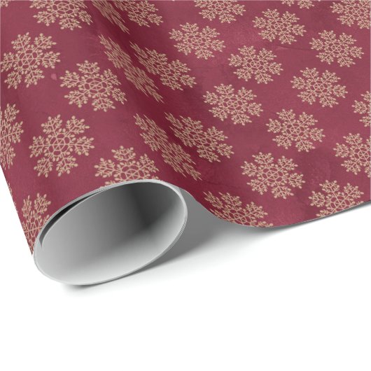 Burgundy en White Snowflake Kerstmis Cadeaupapier (Rol Hoek)