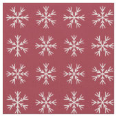 Burgundy en White Snowflake Pattern Stof (Close Up)