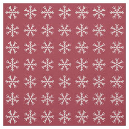 Burgundy en White Snowflake Pattern Stof