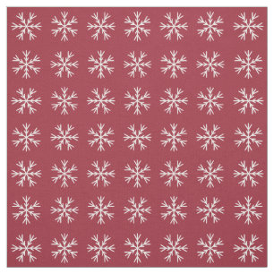 Burgundy en White Snowflake Pattern Stof