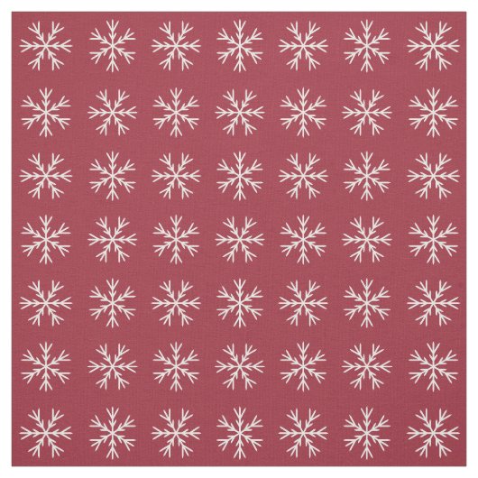 Burgundy en White Snowflake Pattern Stof (Swatch)