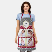 Burgundy en White Stars Pattern Foto Collage Schort (Gedragen)