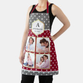 Burgundy en White Stars Pattern Foto Collage Schort (Insitu)