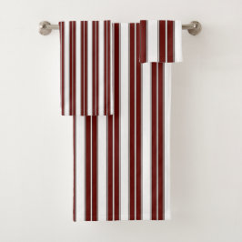 Burgundy en White Striped Bad Handdoek