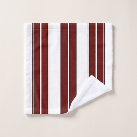 Burgundy en White Striped Bad Handdoek (Wasdoekje)