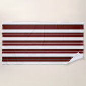Burgundy en White Striped Strandlaken (Voorkant)