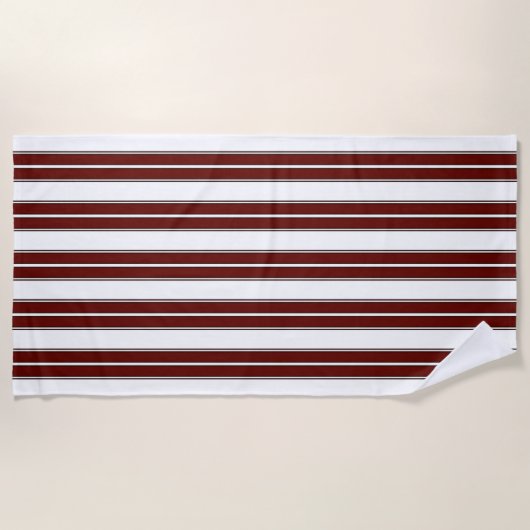 Burgundy en White Striped Strandlaken (Voorkant)