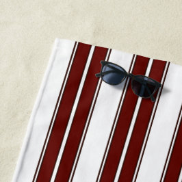 Burgundy en White Striped Strandlaken