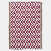 Burgundy- en wit diamantpatroon deken (Voorkant Verticaal)