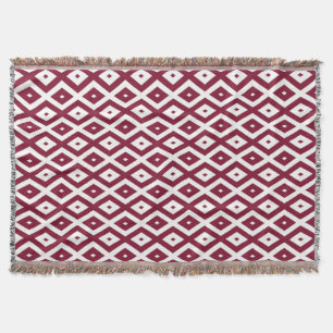 Burgundy- en wit diamantpatroon deken