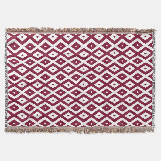Burgundy- en wit diamantpatroon deken (Voorkant)