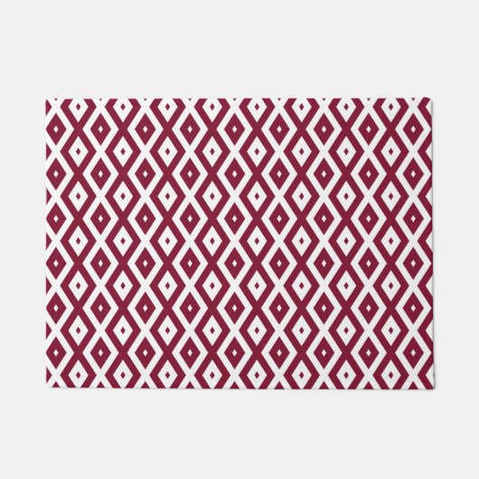 Burgundy- en wit diamantpatroon deurmat (Voorkant)