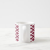 Burgundy- en wit diamantpatroon espresso kop (Achterkant)
