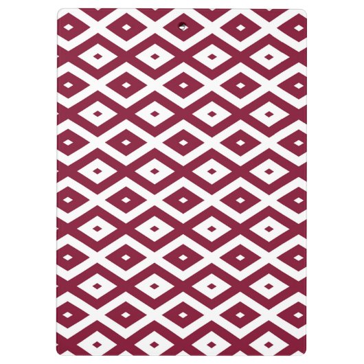 Burgundy- en wit diamantpatroon klembord (Achterkant)