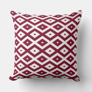 Burgundy- en wit diamantpatroon kussen