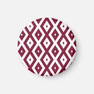 Burgundy- en wit diamantpatroon magneet