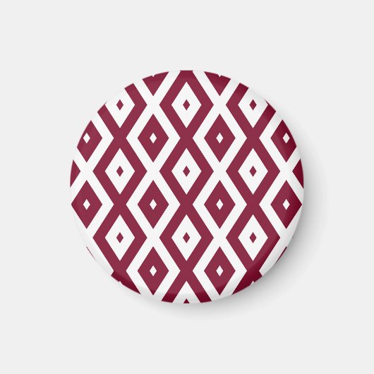 Burgundy- en wit diamantpatroon magneet (Voorkant)