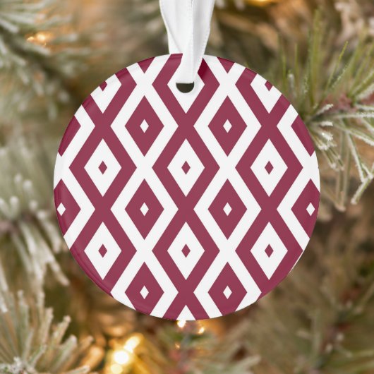 Burgundy- en wit diamantpatroon ornament (Boom)