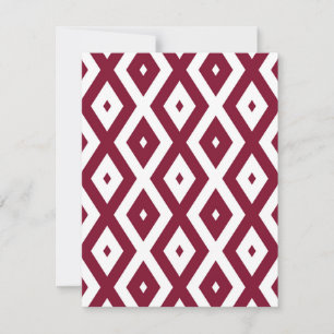 Burgundy- en wit diamantpatroon RSVP kaartje