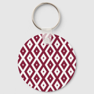 Burgundy- en wit diamantpatroon sleutelhanger