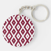 Burgundy- en wit diamantpatroon sleutelhanger (Achterkant)