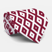 Burgundy- en wit diamantpatroon stropdas (Opgerold)