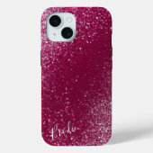 Burgundy en zilver glitter Case-Mate iPhone case (Achterkant)