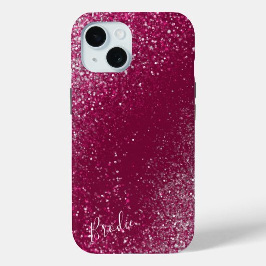 Burgundy en zilver glitter Case-Mate iPhone case (Achterkant)