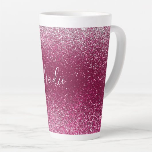 Burgundy en zilver glitter latte mok (Rechterhoek)