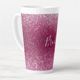 Burgundy en zilver glitter latte mok