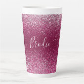 Burgundy en zilver glitter latte mok (Voorkant)