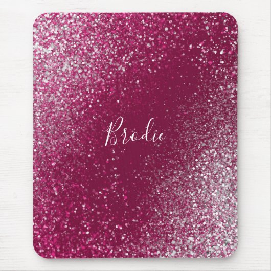 Burgundy en zilver glitter muismat (Voorkant)