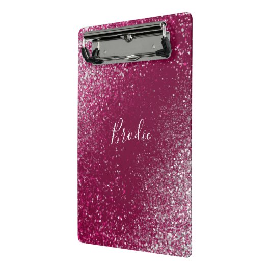 Burgundy en zilver glitters mini klembord (Angled2)