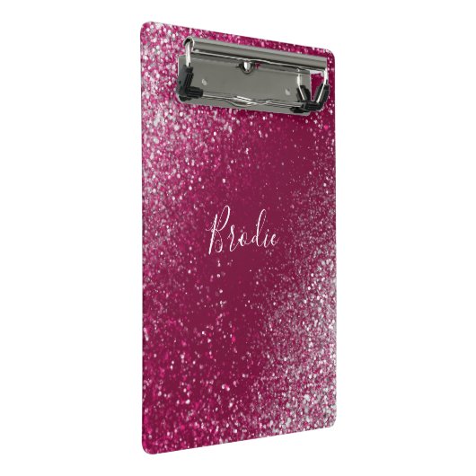 Burgundy en zilver glitters mini klembord (Schuin)