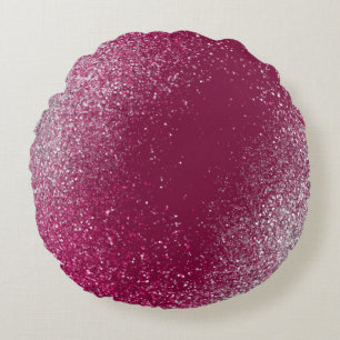 Burgundy en zilveren glitters rond kussen
