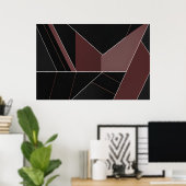 Burgundy en Zwarte Abstracte Geometrie Poster (Thuiskantoor)