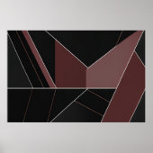 Burgundy en Zwarte Abstracte Geometrie Poster (Voorkant)