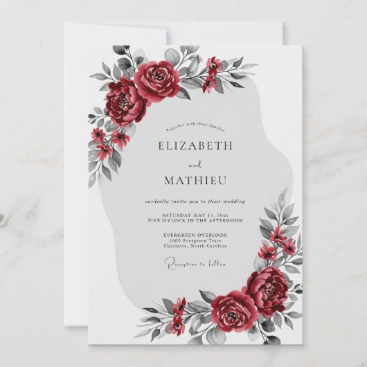 Burgundy Enchanting Winter Wedding Kaart (Voorkant)