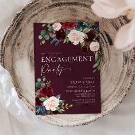 Burgundy Engagement Invitation Kaart