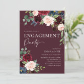 Burgundy Engagement Invitation Kaart (Staand voorkant)