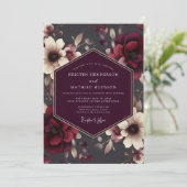 Burgundy Enigmatic Moody Wedding Kaart (Staand voorkant)