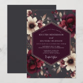 Burgundy Enigmatic Moody Wedding Kaart (Voorkant / Achterkant)