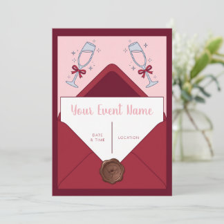 Burgundy Envelopwaszegel Roze Glas Kaart