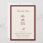 Burgundy Estate Formal Modern Statement Wedding Save The Date (Voorkant)