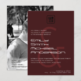 Burgundy ETEN na de repetitie PHOTRO Invitaties Kaart